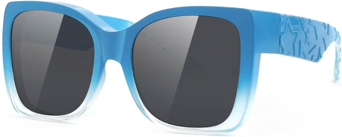 

Солнцезащитные очки Meeloog Polarized Over Glasses для женщин, большие квадратные солнцезащитные очки, модель Star Trendy Fit Go Over Shades MST0067, P1 Lake Blue Frame/Dark Grey Lens