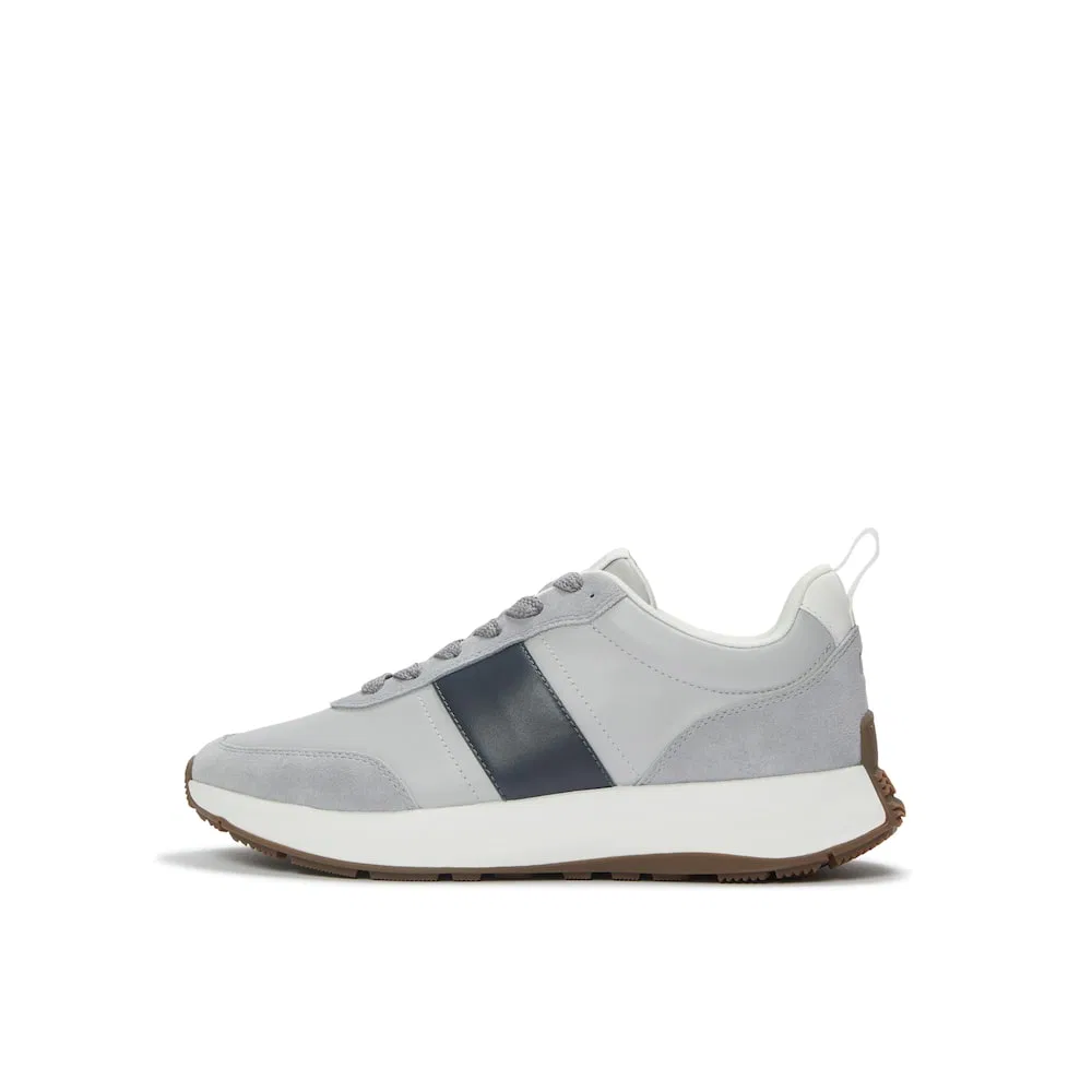 Мужские кожаные/замшевые кроссовки F-Mode Flow серо-угольного цвета от Fitflop — фото 2