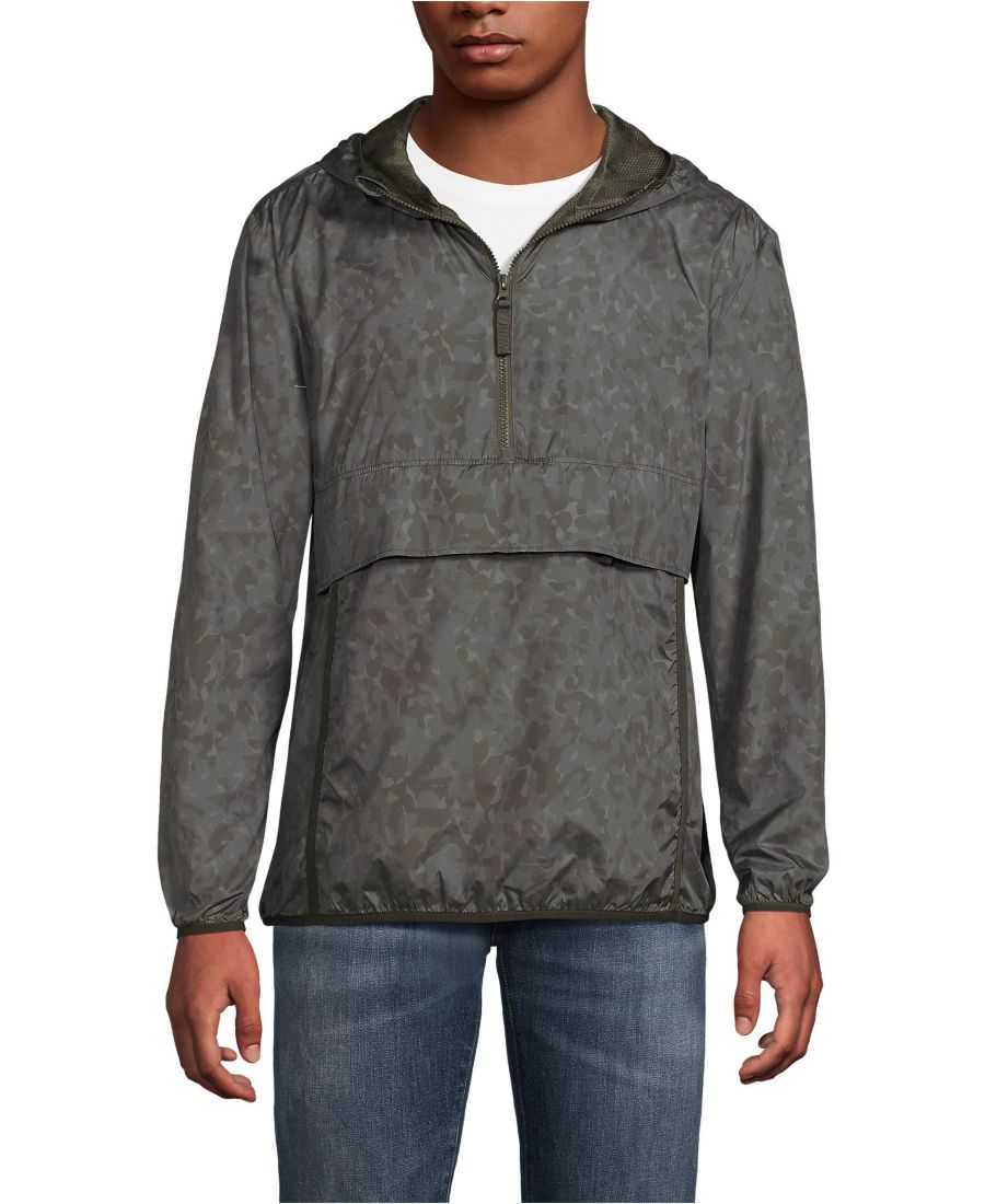 

Мужская ветровка-анорак с защитой от ультрафиолета UPF 50 Lands' End, Washed expedition green camo