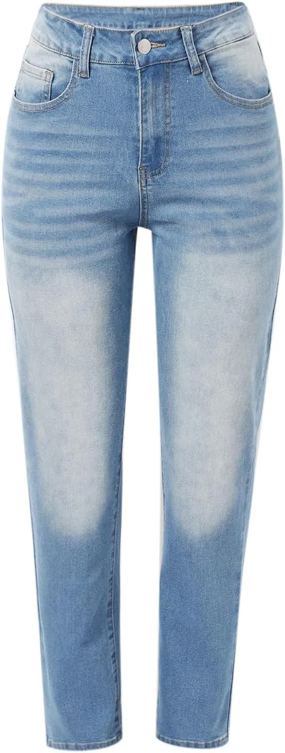 Джинсы для женщин High Waist Stretchy Denim Straight Leg — фото 4