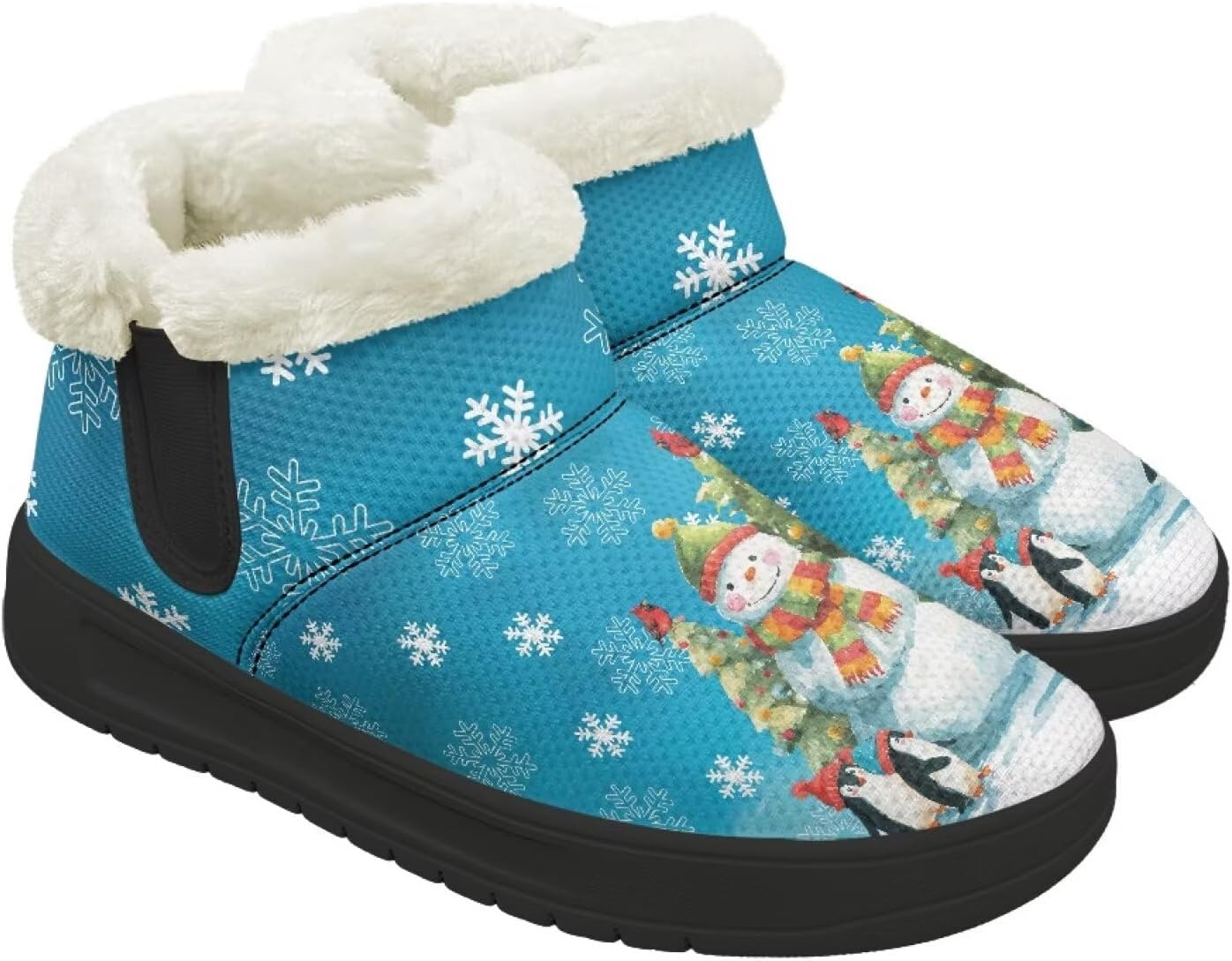 

Зимние ботинки для женщин и мужчин, минималистичные, теплые с мехом, с широким носком, на щиколотку, с легким надеванием, для прогулок и бега Chririnla, Fashionable Christmas Snowman