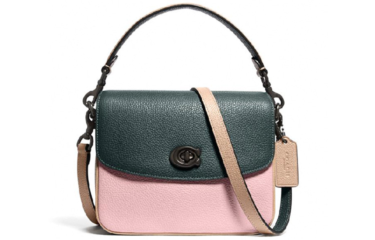 

COACH Кожаная сумка-мессенджер через плечо женская маленькая зеленая с розовым цветением сакуры