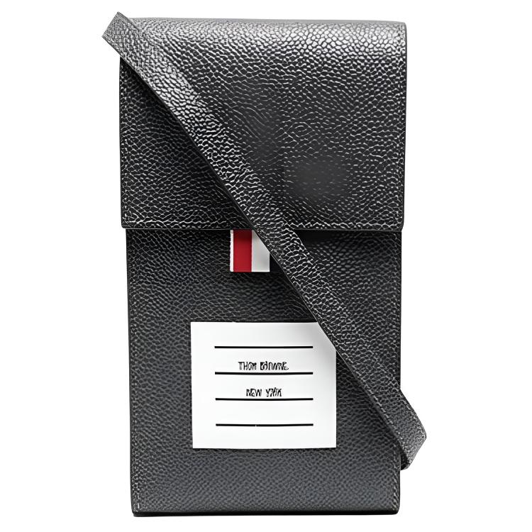 

THOM BROWNE Кожаная наплечная сумка-кошелек для телефона мужская серая