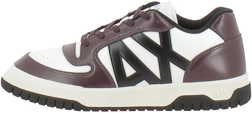 

Мужские кожаные кеды Armani Exchange с логотипом, низкие, на шнуровке, Bordeaux