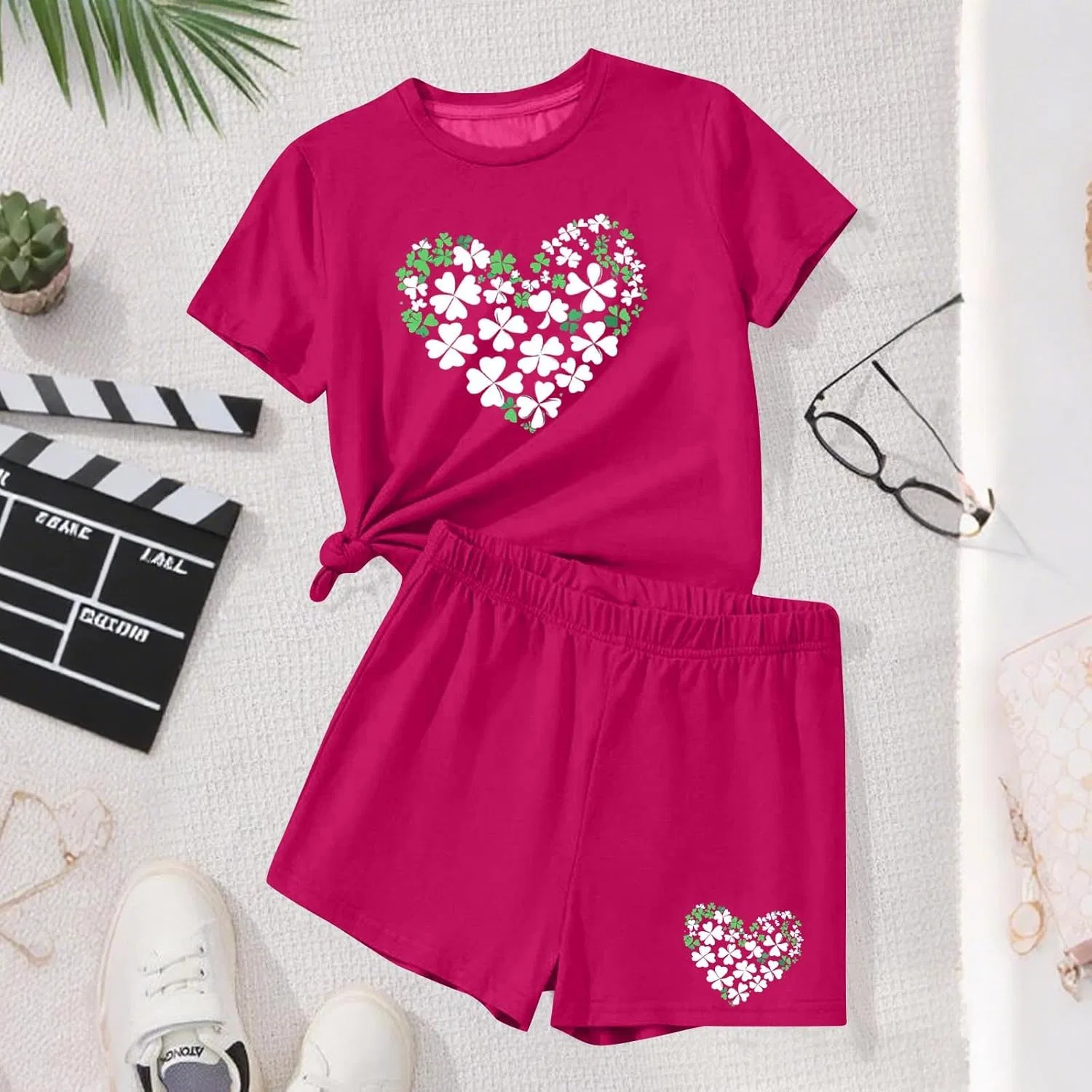 Детский спортивный костюм с принтом Love Shamrock Zzalalana, Hot Pink — фото 3