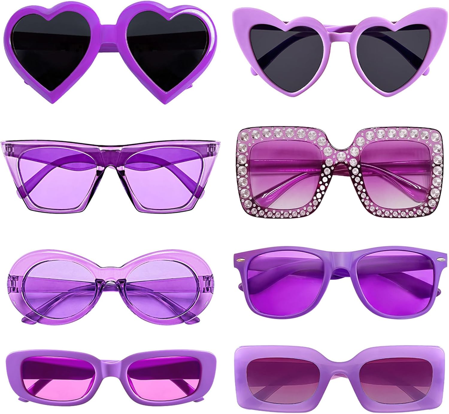 

Набор из 8 солнцезащитных очков Pibupibu разных стилей для женщин и мужчин, идеально подходящих для вечеринок, костюмированных вечеринок и в качестве аксессуаров, Purple