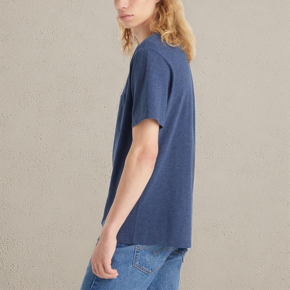 Мужская футболка Levi's с коротким рукавом и классическим карманом (доступна в большом размере), (New) Dress Blues Heather — фото 3
