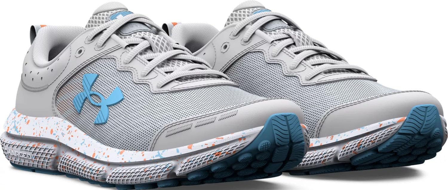 Under Armour Girls Grade School Assert 10 Paint Splatter кроссовки для бега - легкие и дышащие, Halo Gray-Blizzard — фото 4