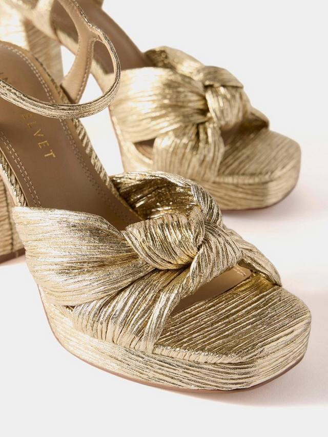 Текстурированные платформенные туфли Amy на высоком каблуке Mint Velvet, Gold — фото 2