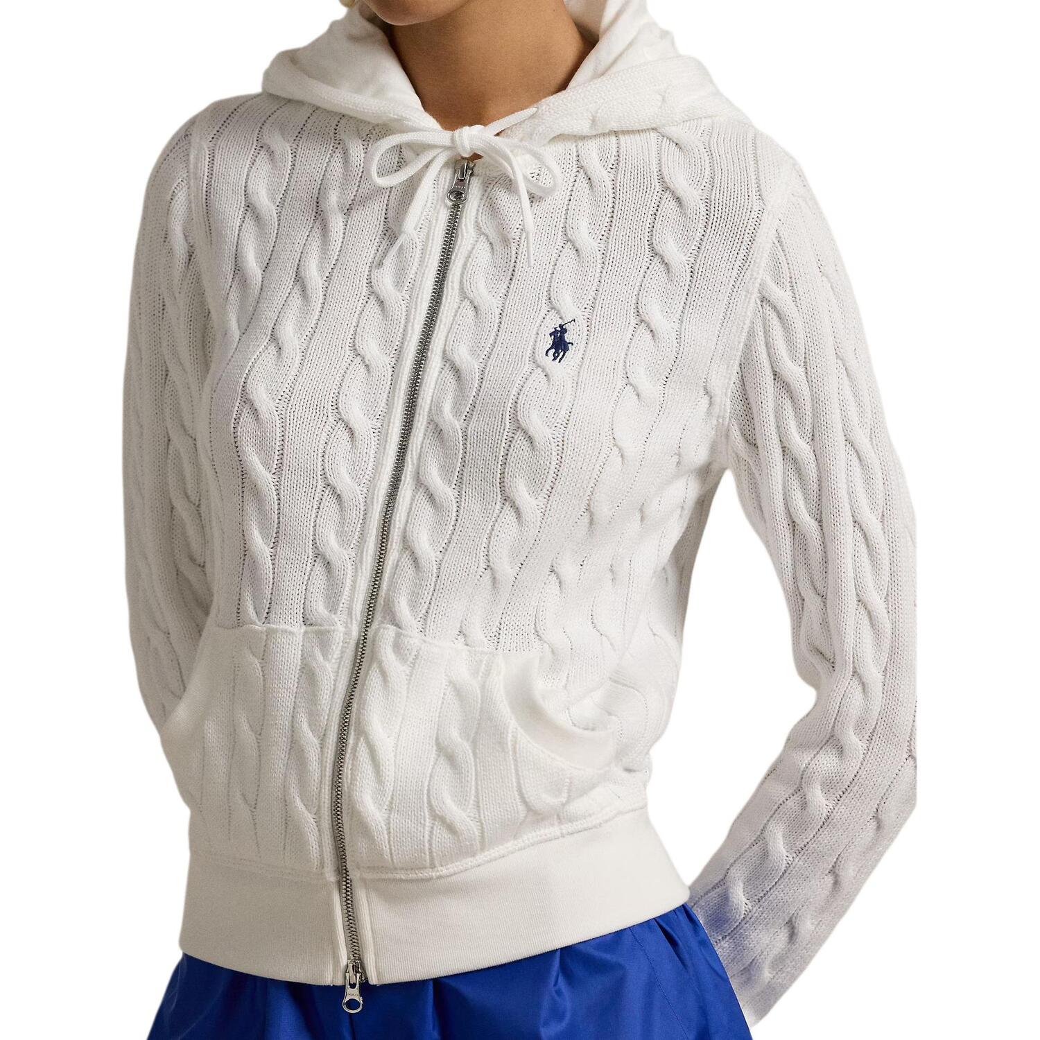 Топ Cable Knit Full Zip Hoodie Polo Ralph Lauren, белый — фото 4