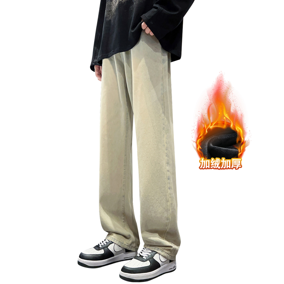 

Джинсы Unisex утепленные с флисовой подкладкой прямого кроя WARRIOR, желтый mud (thickened and fleece-lined)