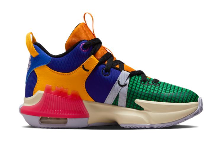 LeBron Witness 7 Multi-Color GS Nike, Ярко-фиолетовый/Чёрный/Кораллово-красный — фото 2