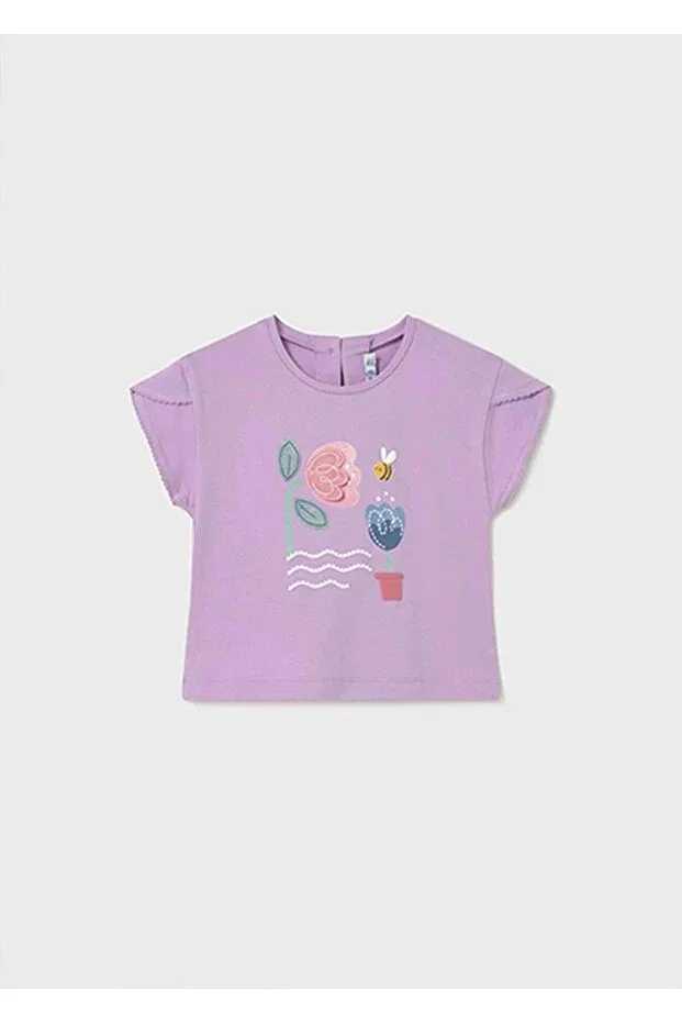 Детская футболка с принтом Summer Baby Girl Printed Tshirt Mayoral, Lilac