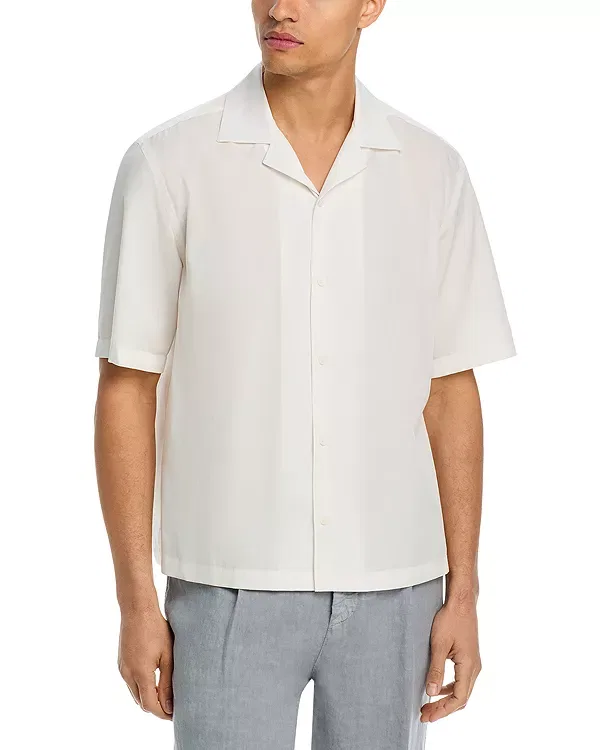 Мужская рубашка с отложным воротником Boss x Beckham H Cesar Camp Collar Button Down Shirt, Beige Overflow