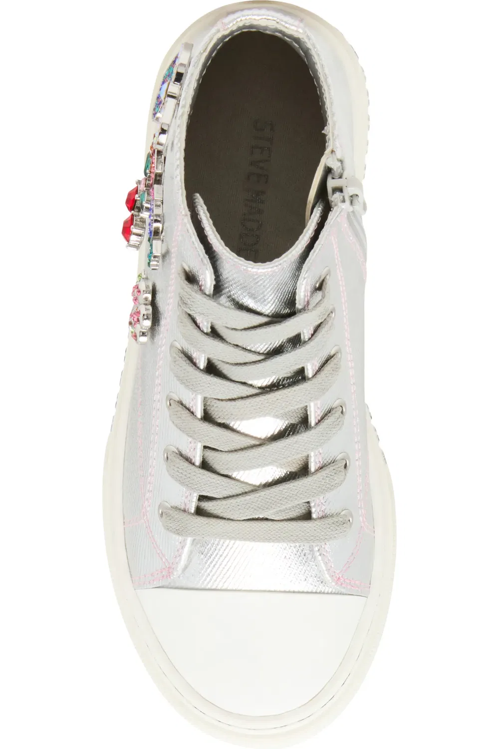 Детские кеды высокие с украшениями Jjoycee Steve Madden, Silver — фото 4