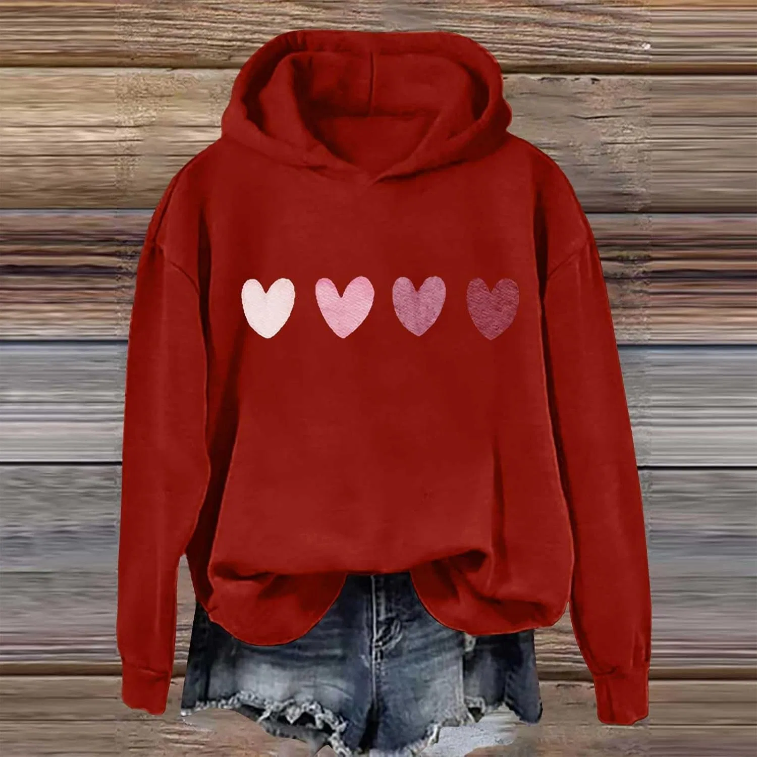 Женское худи с принтом Heart Tie Dye, красный — фото 2