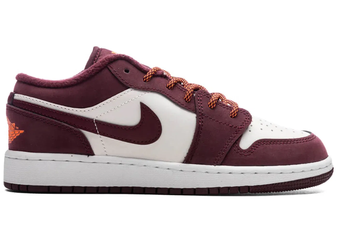 Детские кроссовки Lifestyle с принтом Jordan 1 Low Jordan, Phantom/Night Maroon/Total Orange/White