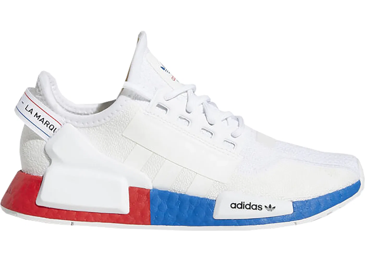 Детские кроссовки для мальчиков с оригинальным дизайном Adidas NMD R1 V2, Cloud White Crystal White Lush Red