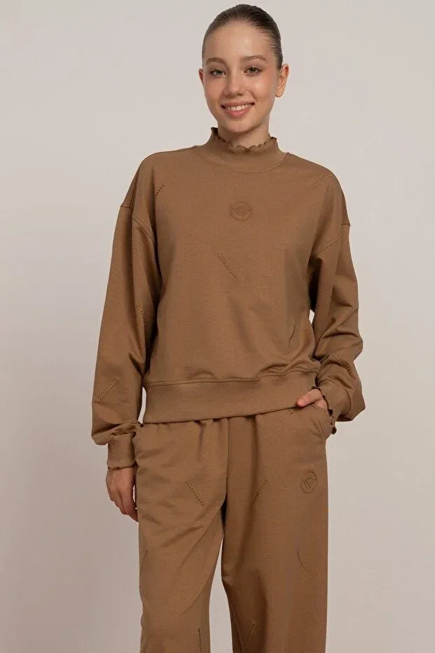 Детский комплект для девочек с графическим принтом Hausekids, Camel — фото 3
