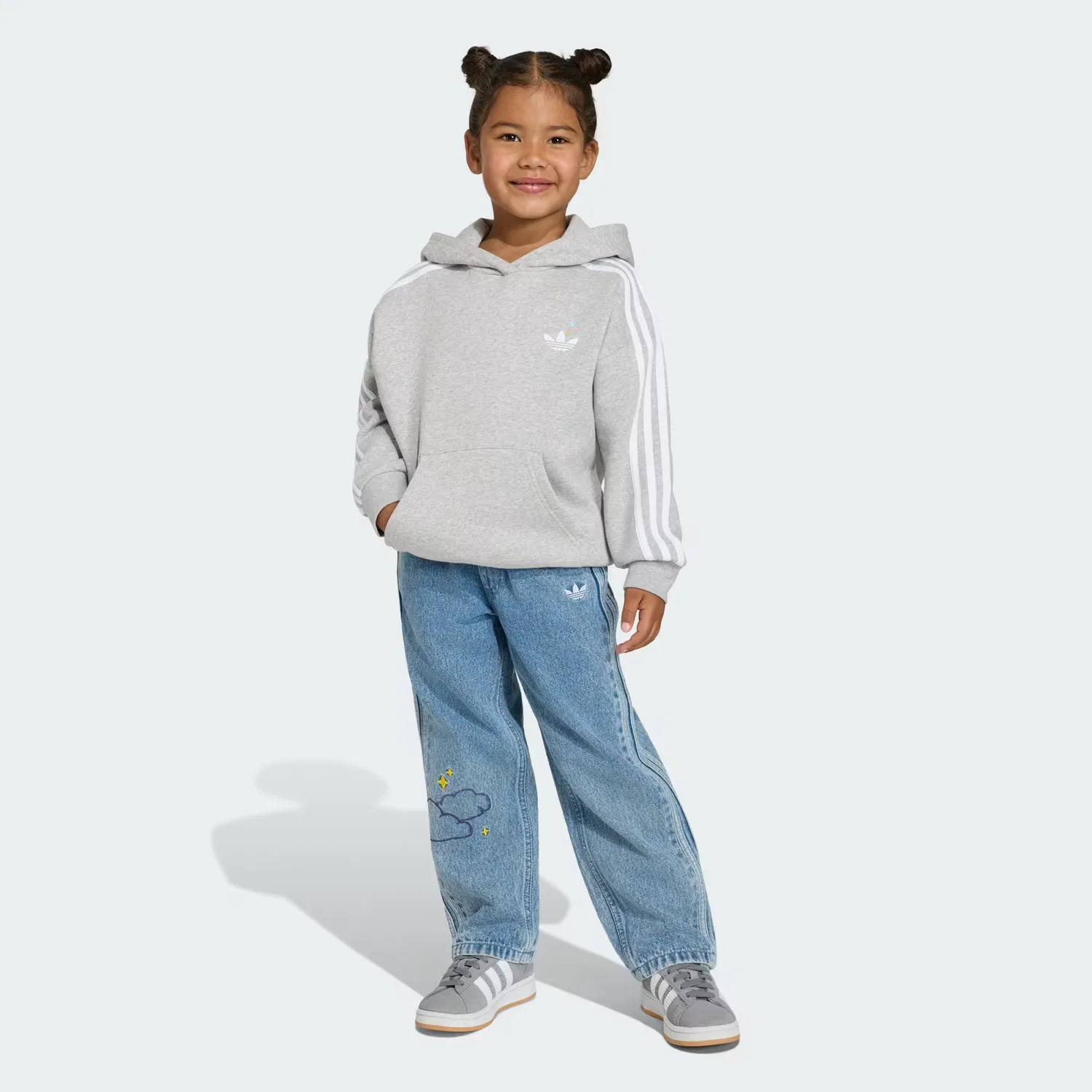 Детское худи оверсайз на молнии Care Bears Adidas Originals, серый меланж — фото 3