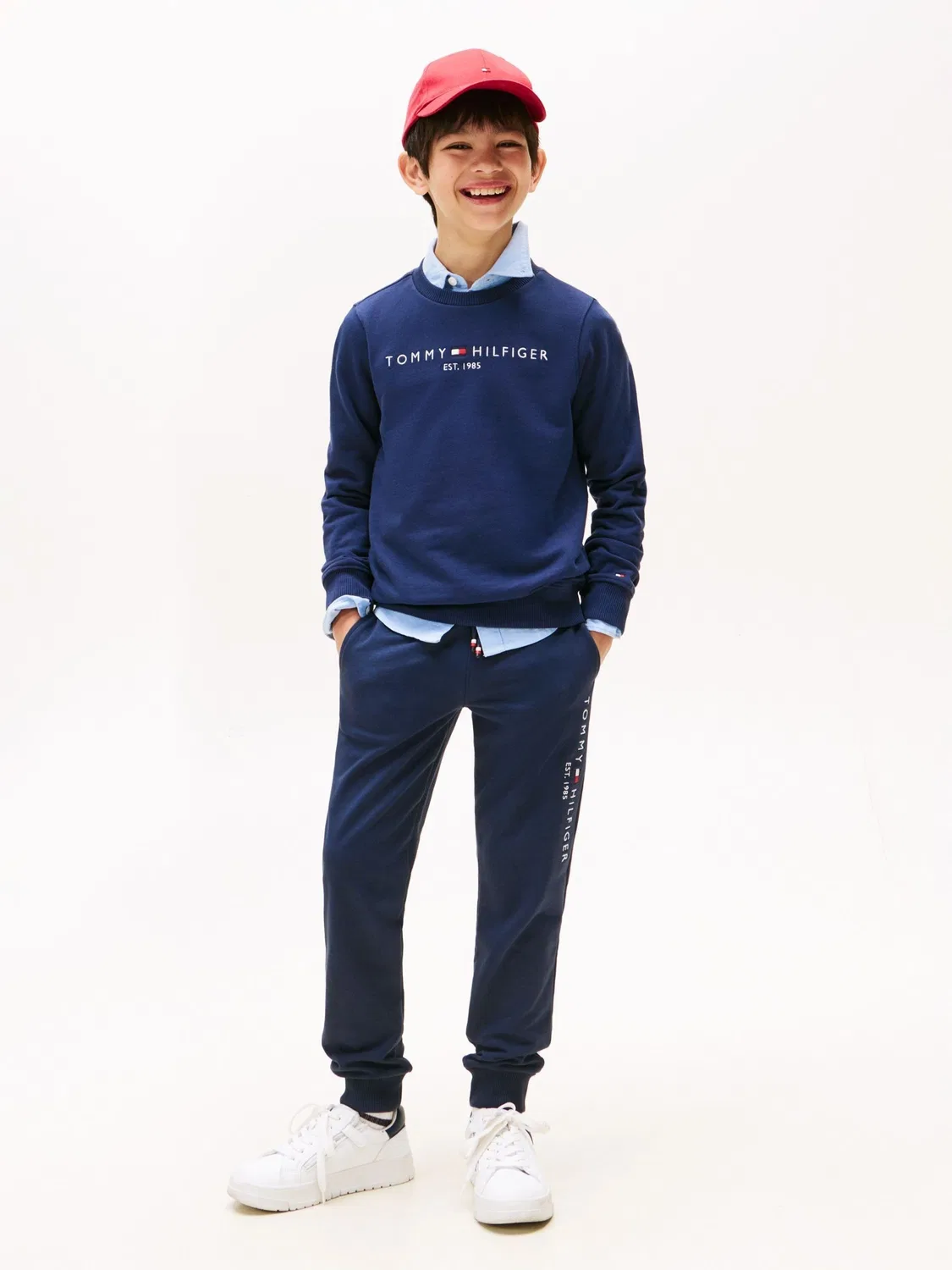 Джоггеры из хлопка, модель Essential Tommy Hilfiger, синий