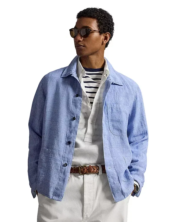 Мужская рубашка-куртка с узором в клетку Overshirt Polo Ralph Lauren, Blue/White