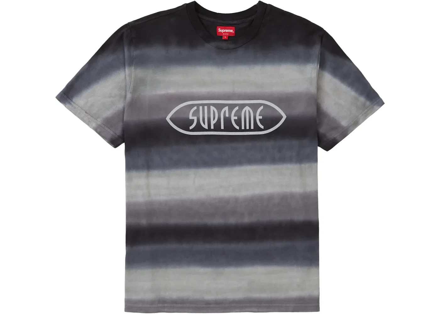 Мужская футболка с принтом Supreme Rainbow Stripe Tee, Black