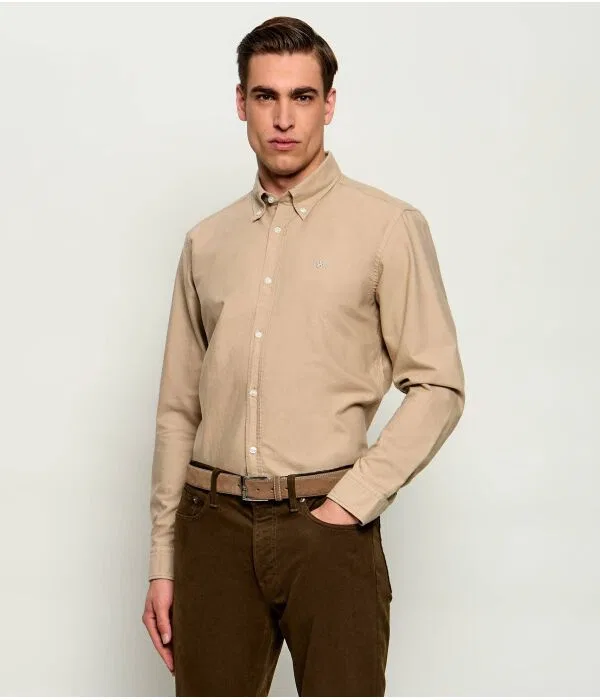 Мужская рубашка slim fit H-Roan-Bd-E-C1-261 BOSS, бежевый