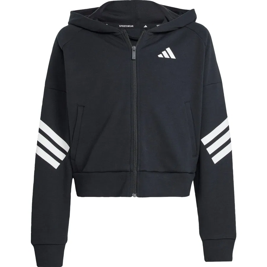 Спортивная куртка с капюшоном Future Icons 3-Stripes adidas, Черно-белый — фото 3