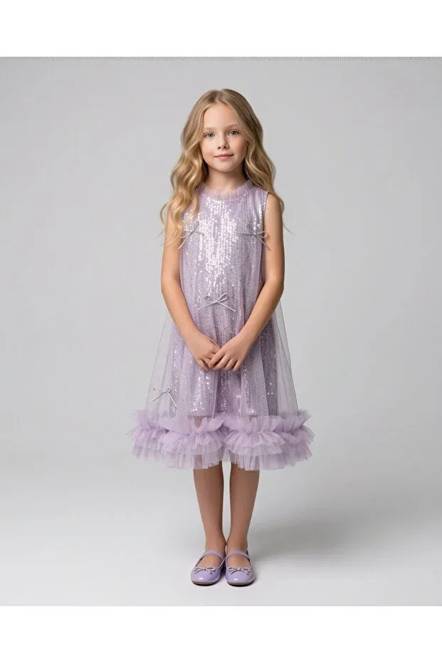 Детское платье для девочек с пайетками Melisam.Msg, Lilac