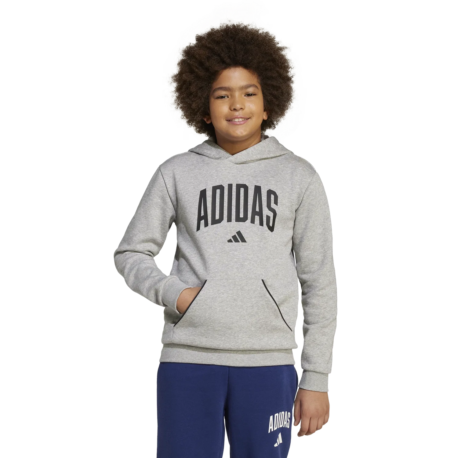 Детское худи с капюшоном Adidas, серый — фото 2
