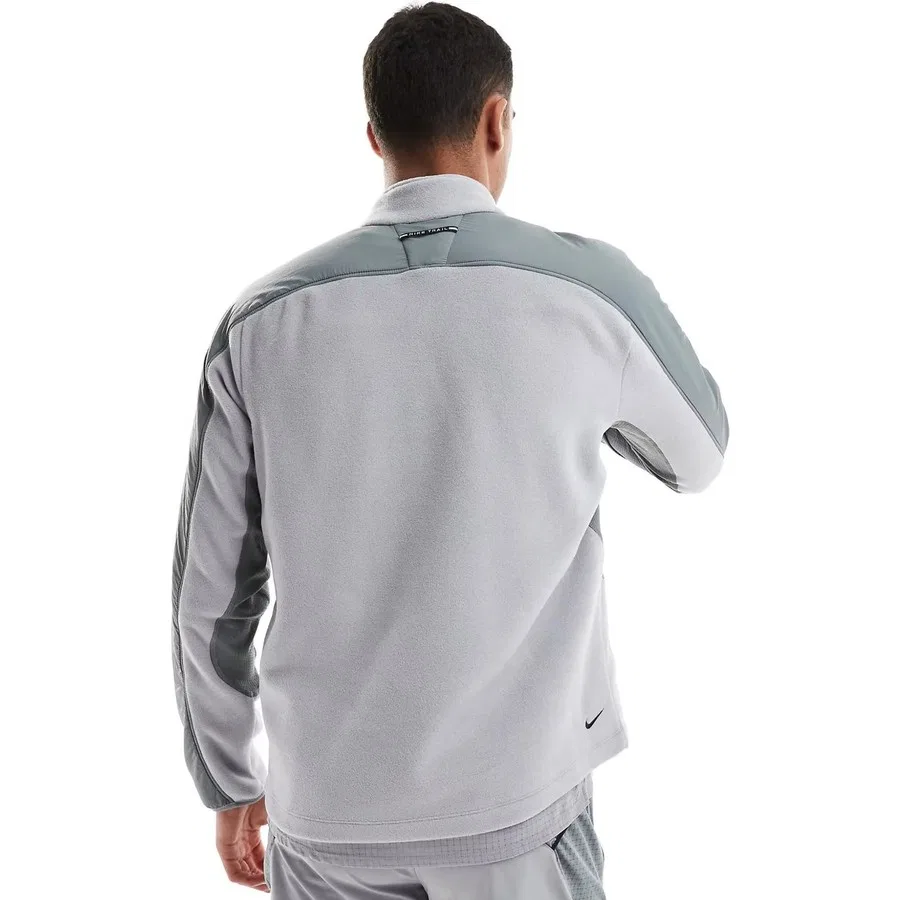 Мужской спортивный свитшот с принтом Polartec Running Trail 1/4 Zip Fleece Nike, Серый — фото 2