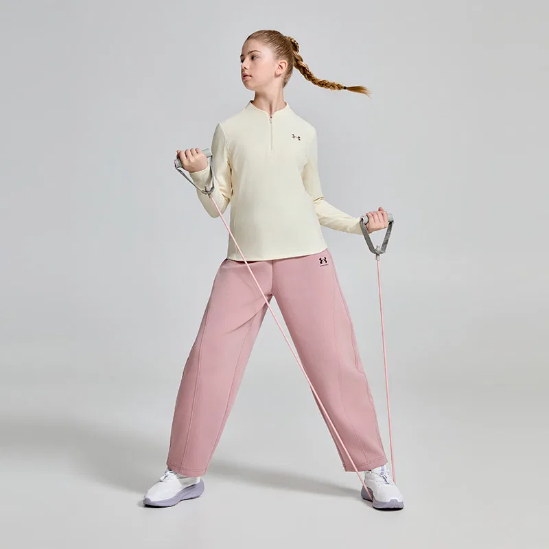 Детские спортивные штаны из трикотажа средней посадки Dusty Pink Under Armour — фото 4