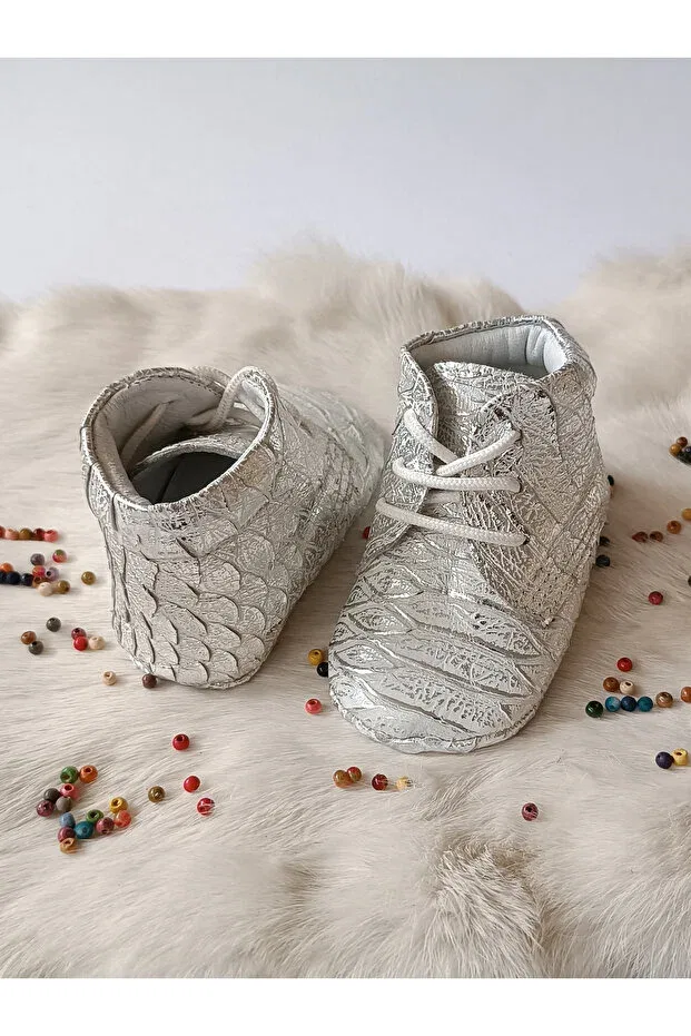 Детские пинетки для новорожденных с принтом Hodore, Patterned Silver — фото 4