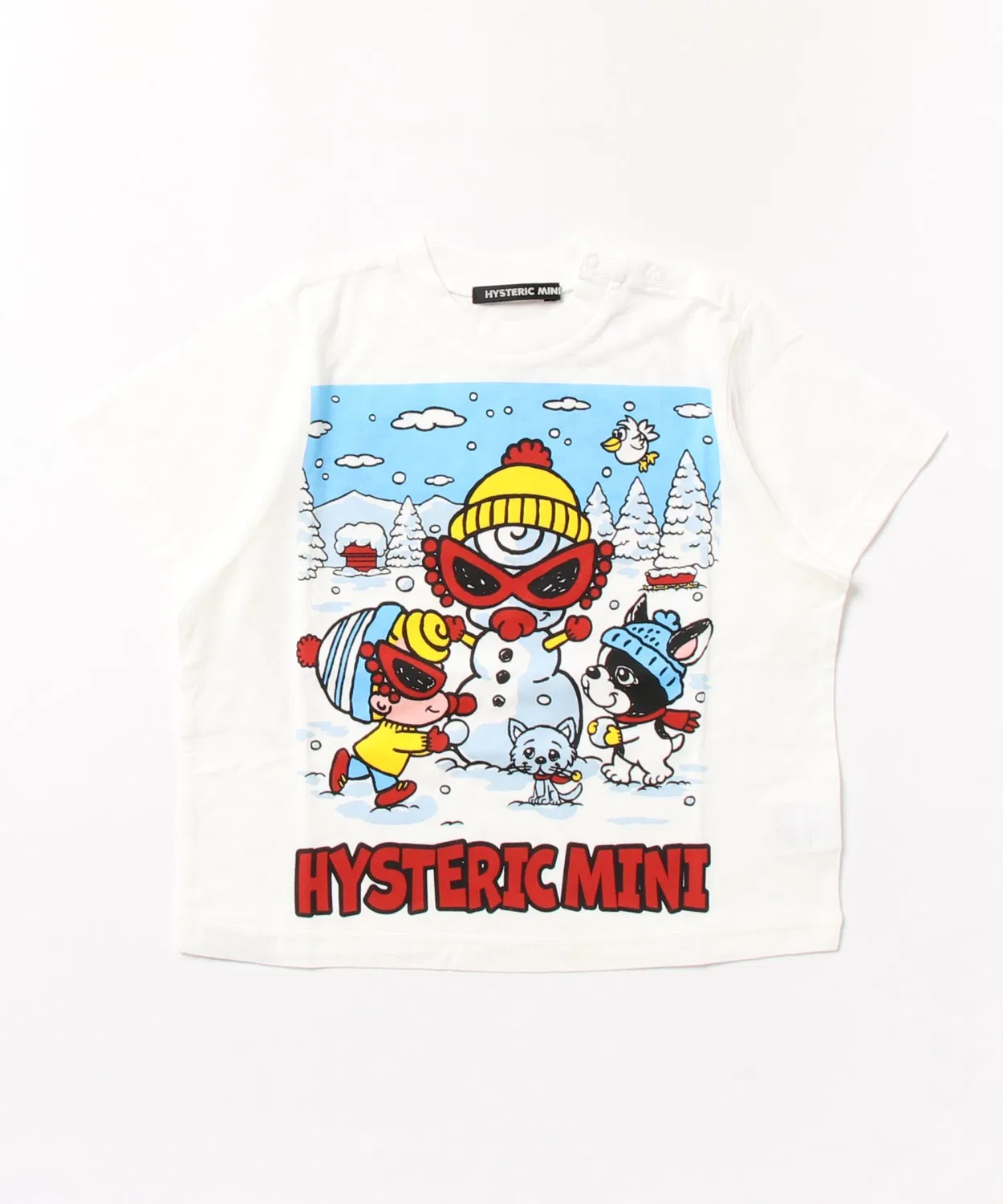 Детская футболка с принтом LET'S MAKE A SNOWMAN WITH J HYSTERIC MINI, White