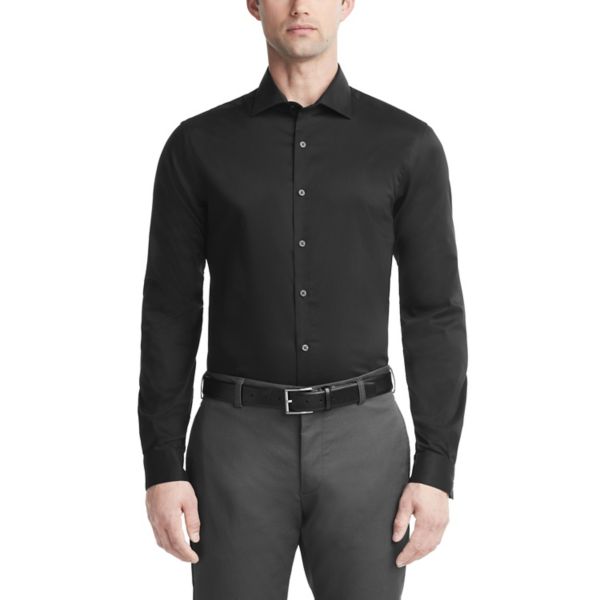 

Мужская облегающая рубашка из ультрамнущегося материала Van Heusen, черный