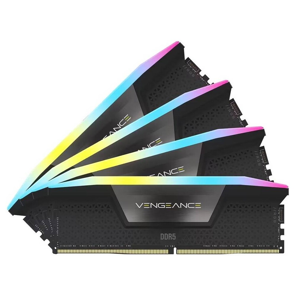 

Оперативная память Corsair Vengeance RGB, 64 Гб DDR5 (4x16 Гб), 6200 МГц, CL32, CMH64GX5M4B6200C32, черный