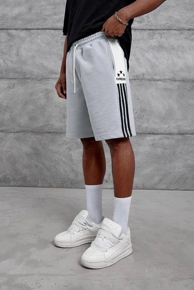 Детские шорты для мальчиков с вышивкой Oversize Fit Nomarc, Gray