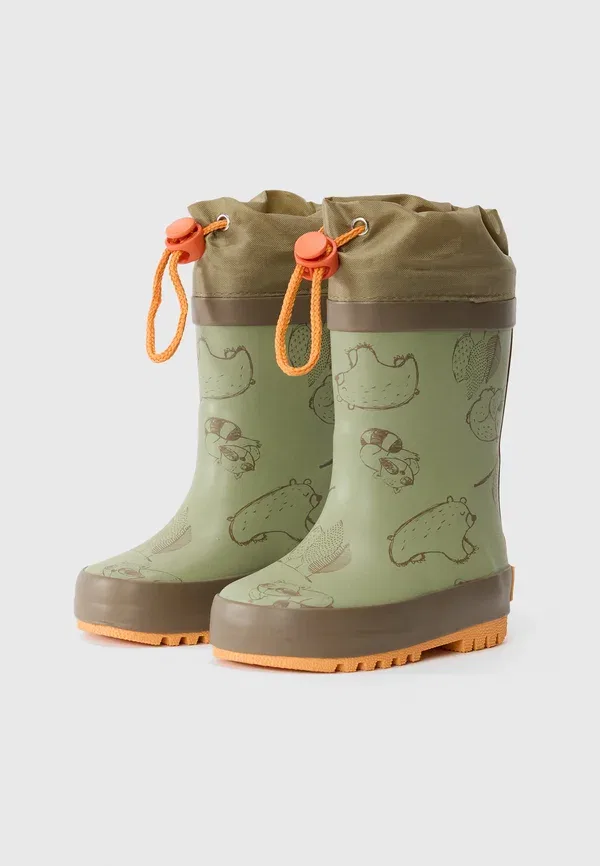 Резиновые сапоги с принтом, waschbar - wellies, Playshoes, оливковый — фото 2