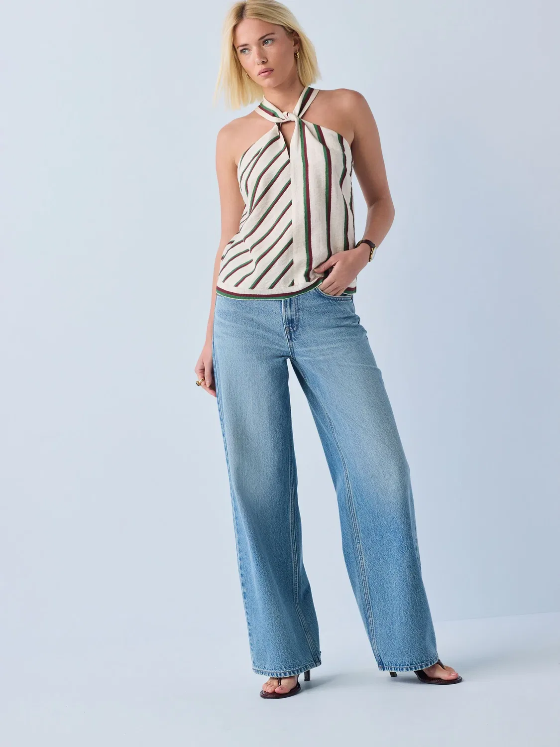 Джинсы широкие Mid Blue Wide Leg Denim Jeans Next, Mid Blue — фото 2
