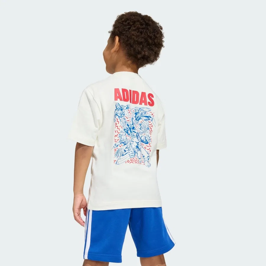 Детская футболка с принтом Marvel Avengers JZ3572 adidas, Бело-синий — фото 2