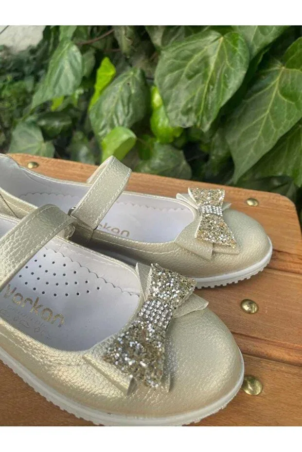 Детские балетки для девочек с пайетками Princess Findify Store, Gold — фото 2