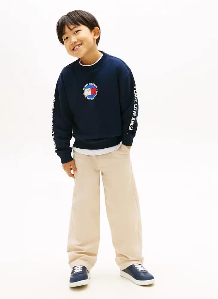 Свитшот с принтом Smiley flag Tommy Hilfiger, темно-синий — фото 4
