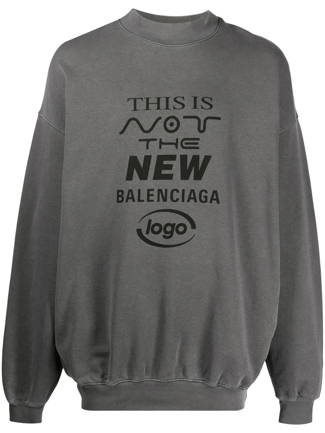 Свитшот с новым логотипом Balenciaga, серый