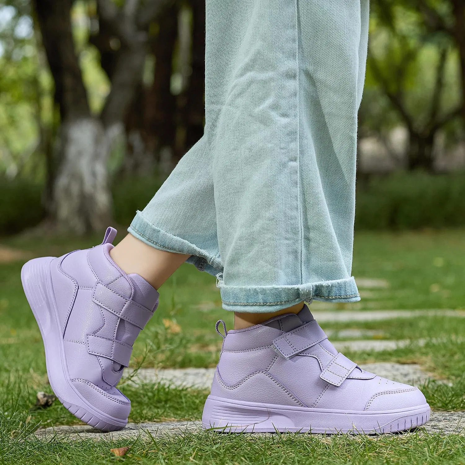 Детские кроссовки для мальчиков с высоким верхом YEESANFUL, Purple — фото 2