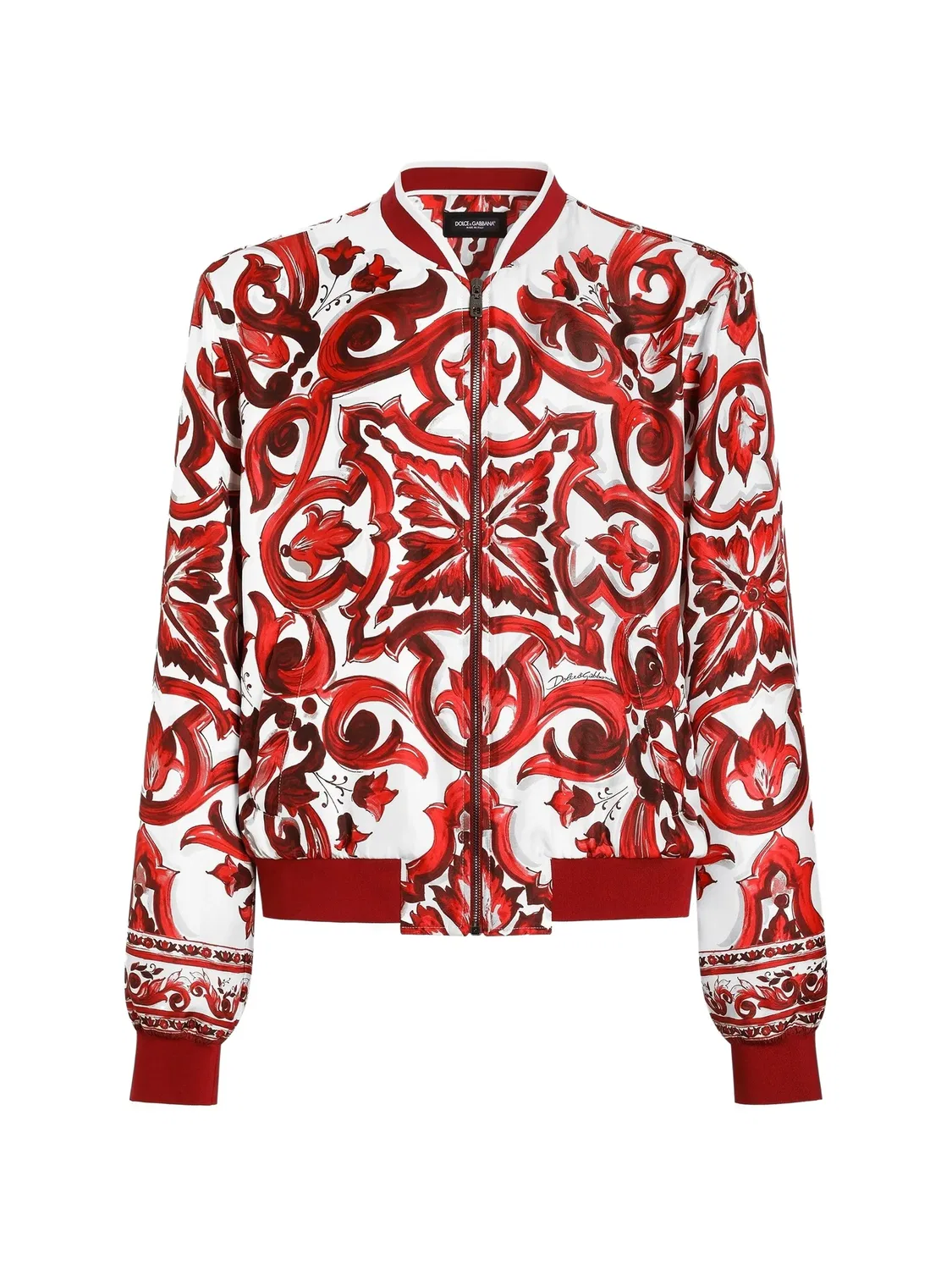 Бомбер с принтом Majolica Dolce & Gabbana, красный