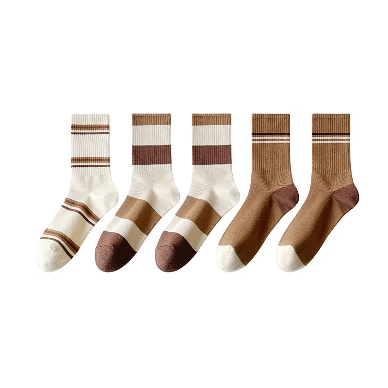 Детские носки-гольфы 5 пар MINISO, Beige Coffee Multicolor