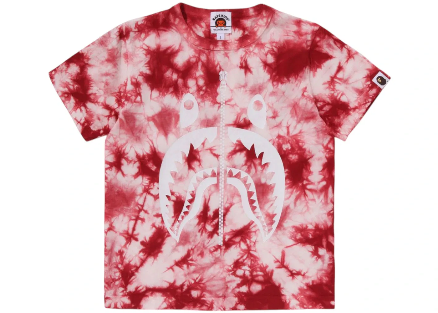 Детская футболка с принтом BAPE Kids Shark Tie Dye Tee, Red