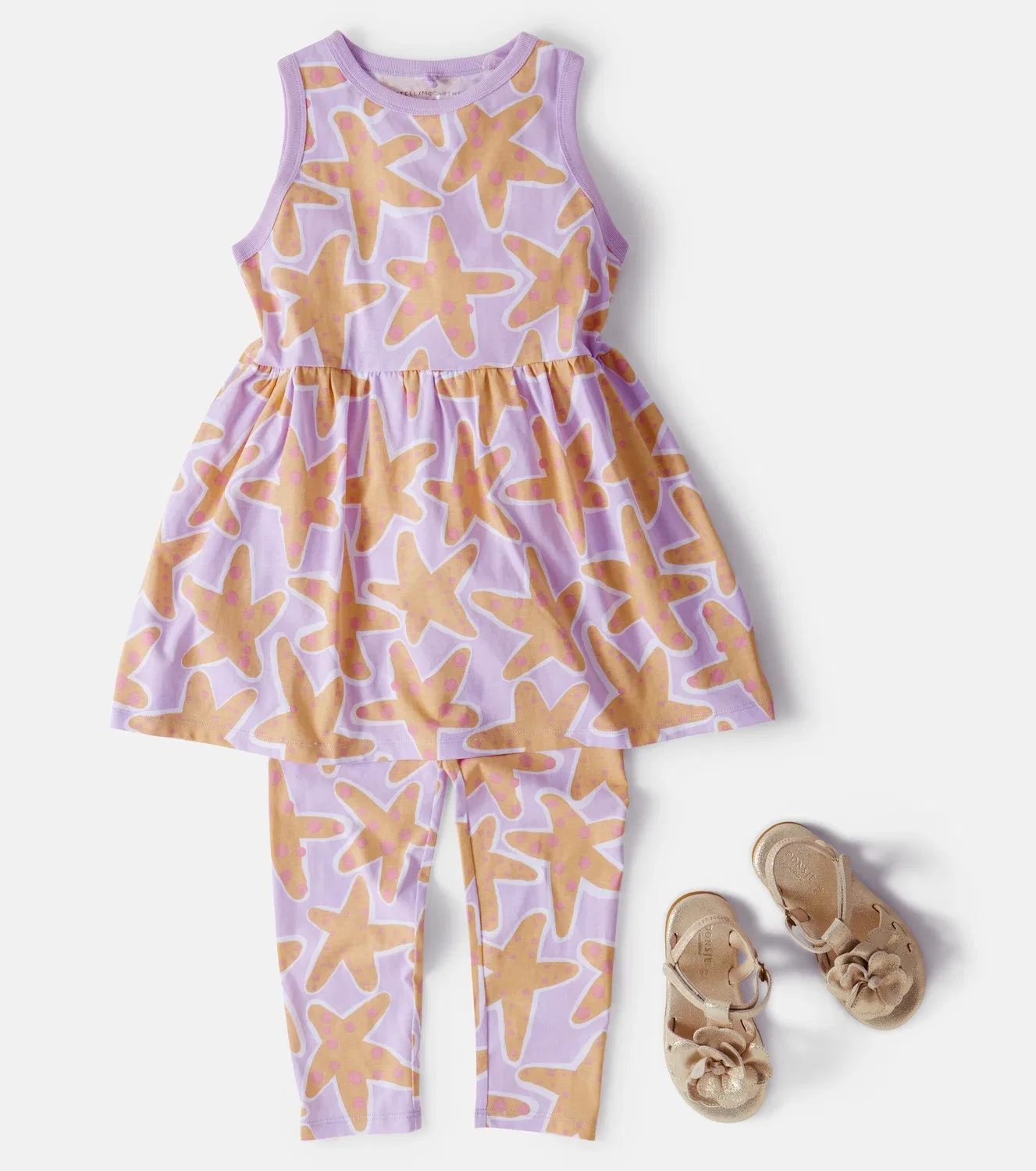 Леггинсы хлопковые с принтом Stella Mccartney Kids, фиолетовый — фото 2