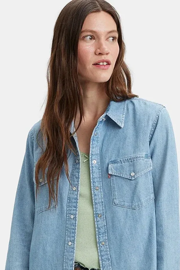 Женская джинсовая рубашка с длинным рукавом Levis, Blue — фото 3